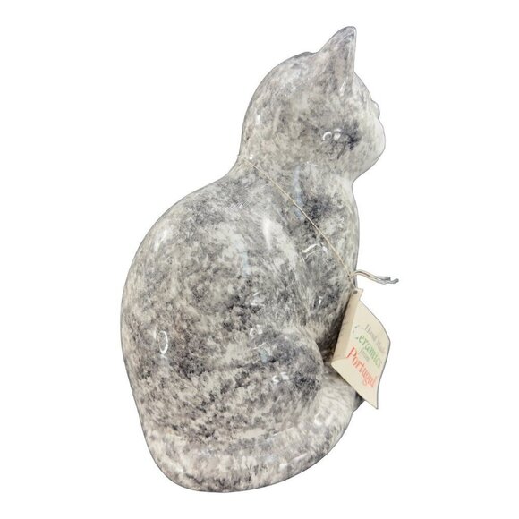 ELPA Alcobaca White Black Cat With Glass Green Eyes Made In Portugal W Sticker - Picture 11 of 13